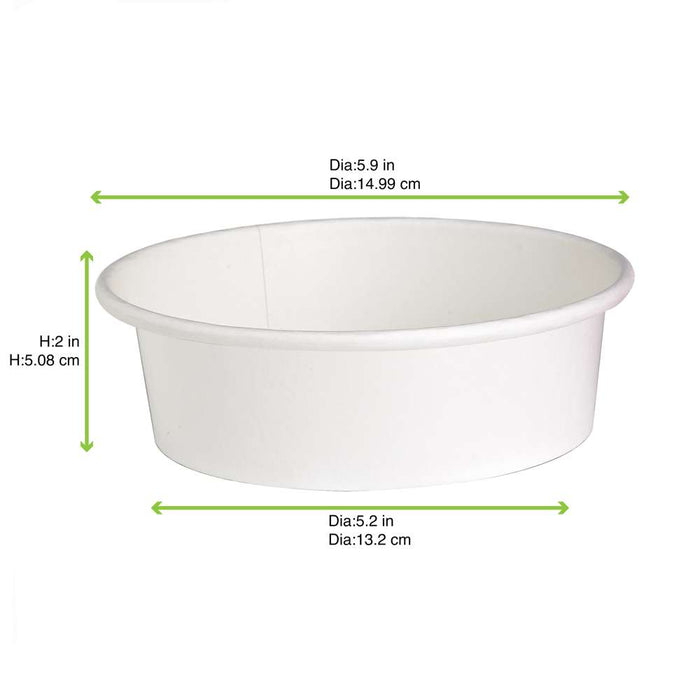 Saladier rond "Buckaty" en carton blanc - 580 ml - Ø 15 cm - H 5 cm - 45 unités