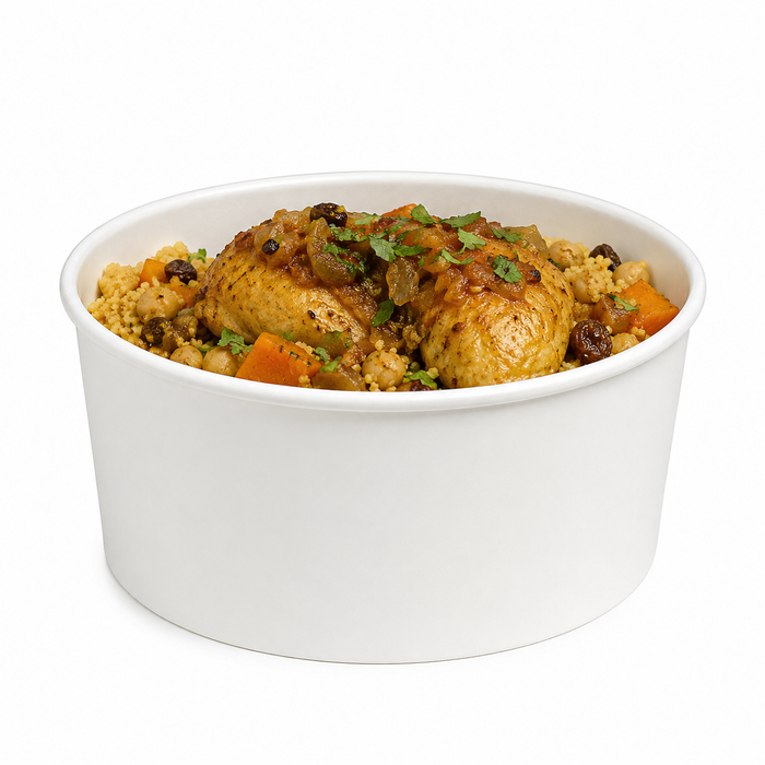 Saladier rond "Buckaty" en carton blanc - 750 ml - Ø 14,2 cm - H 6,8 cm - 50 unités