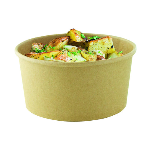 Saladier rond "Buckaty" en carton kraft double PE - 880 ml - Ø 18,5 cm - H 5 cm - 45 unités