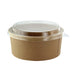 Combo saladier rond "Buckaty" en carton kraft + couvercle PET - 1250 ml - Ø 18,5 cm - H 6,5 cm - 25 unités
