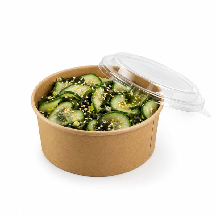 Combo Saladier rond kraft et couvercle 750ml Ø150mm H60 mm, 30pcs