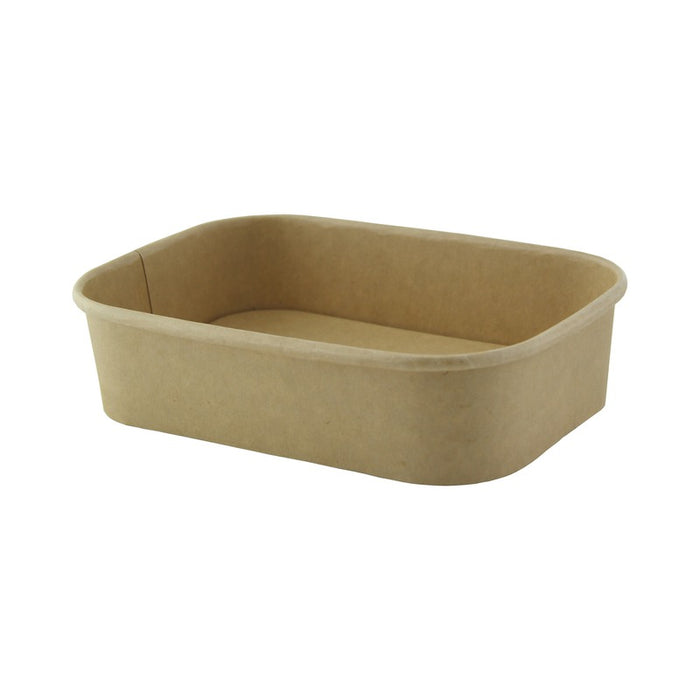 Saladier rectangulaire en kraft lamine PP - 17 cm x 12 cm x 4,4 cm - 25 unités