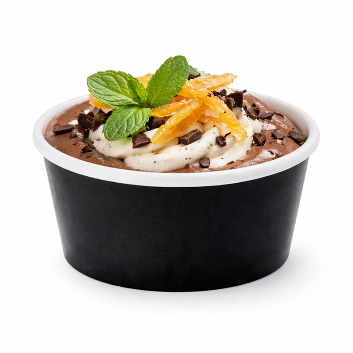 Pot carton noir chaud et froid 130 ml - Ø 8 cm - H 4,4 cm - 50 unités
