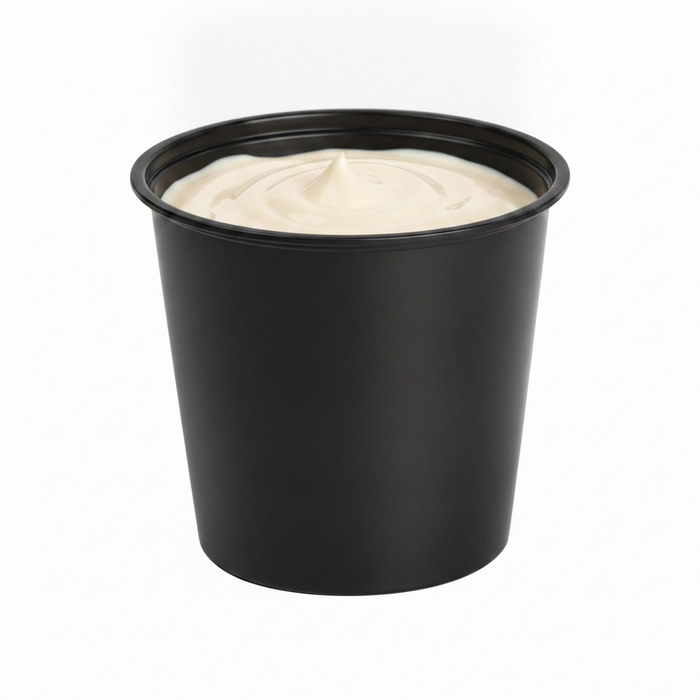 Pot à sauce rond en plastique PP noir - 150 ml - Ø 7 cm - H 6,4 cm - 100 unités