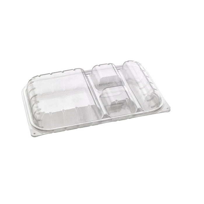 Boîte repas plastique PET transparent 4 compartiments - 25 unités