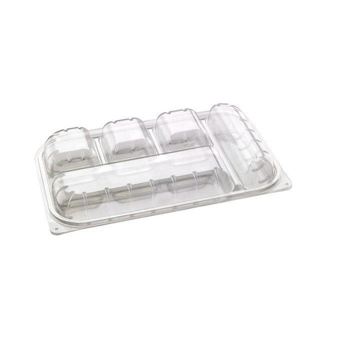 Boite repas plastique PET transparent 5 compartiments - 25 unités