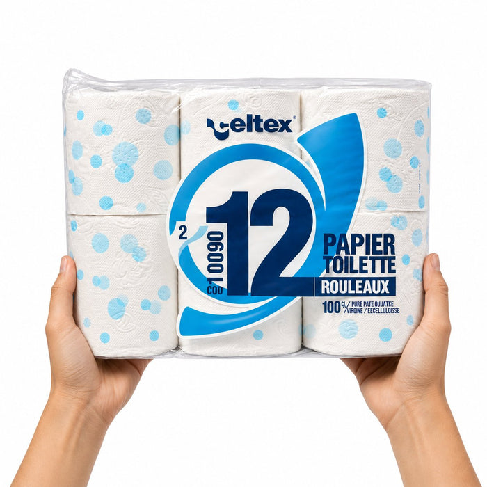 Rouleau de papier toilette 2 plis - Ø 10 cm - H 8,5 cm - en main