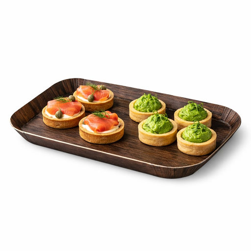 Plateau decor bois foncé laminé 16,8 cm x 12,7 cm H 1,5 cm - 50 unités