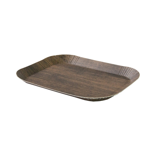 Plateau carton décor bois foncé laminé - 18,5 cm x 13,5 cm x 1,9 cm