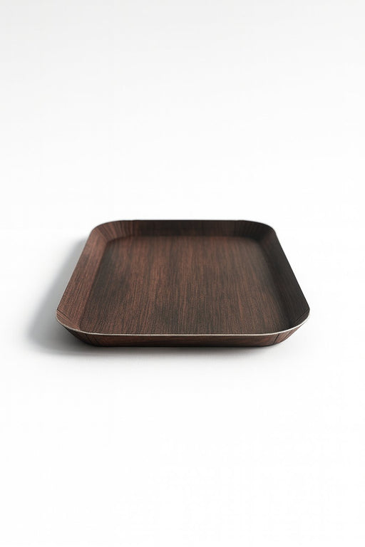 Plateau carton décor bois foncé laminé - 23,2 cm x 14,5 cm x 2,9 cm