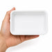 Ravier en plastique PS blanc - 220 g - 13,7 cm x 9,5 cm x 2,5 cm - en main