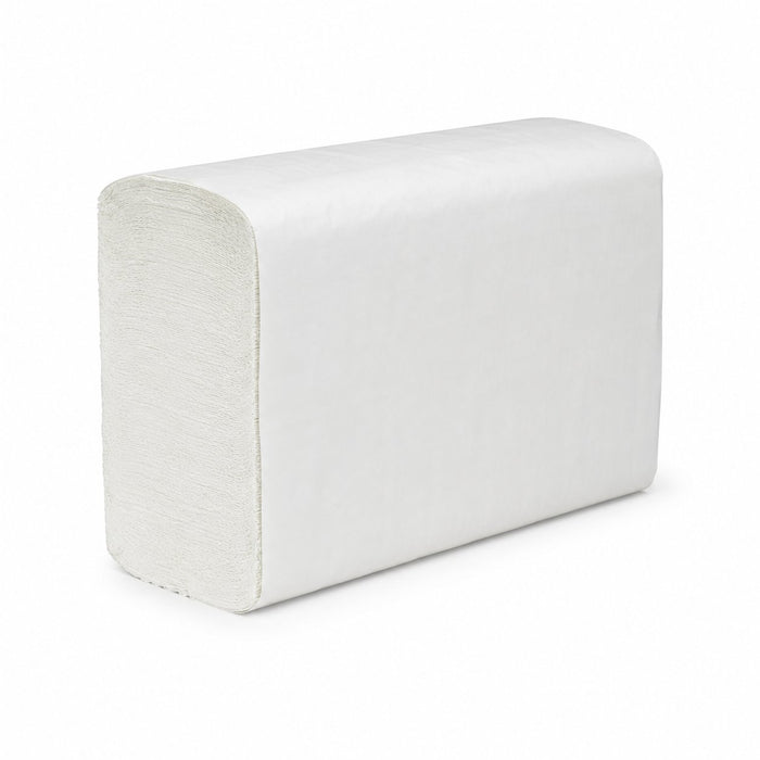 Serviette essuie-main blanche 2 plis pliage en W - 16,3 cm x 21,5 cm