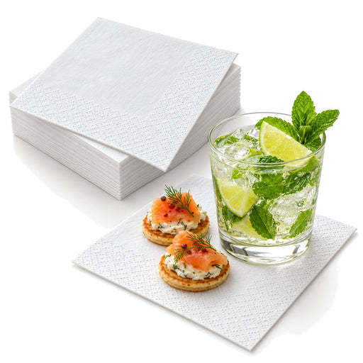 Serviette ouate blanche 2 plis - 20 cm x 20 cm - en situation
