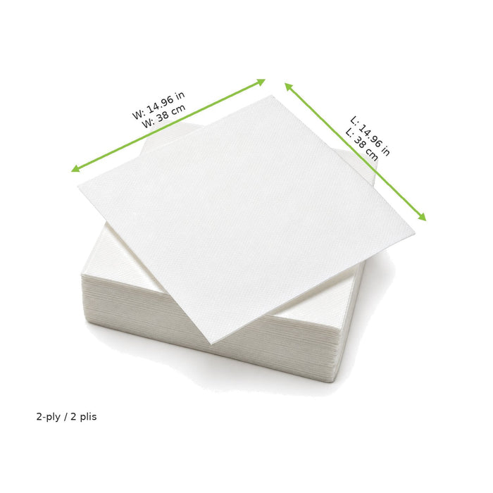 Serviette ouate blanche 2 plis - 38 cm x 38 cm - dimensions