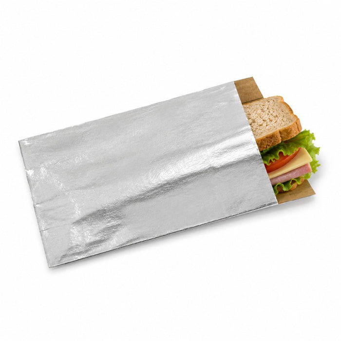 Sac aluminium avec intérieur kraft brun 14 cm x 22 cm x 7 cm - 250 unités