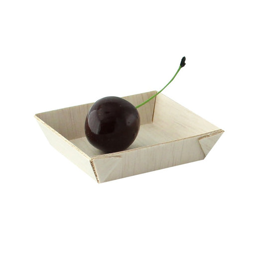 Barquette carrée en bois "Samouraï" 6 cm x 6 cm x 1,5 cm - 20 unités