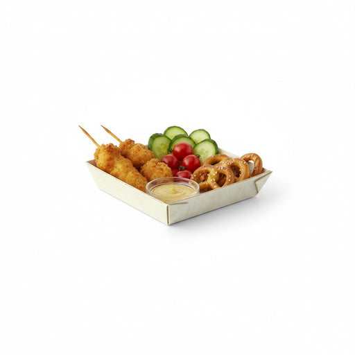 Barquette carrée en bois "Samouraï" 7 x 7 x 1,5 cm - 20 unités