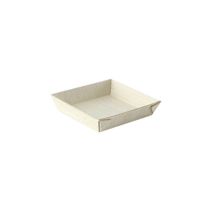 Barquette carrée en bois "Samouraï" 7 x 7 x 1,5 cm - 20 unités