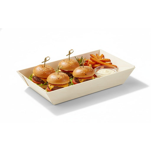 Barquette rectangulaire en bois "Samouraï" 15,5 cm x 8,5 cm x 2,8 cm - 100 unités