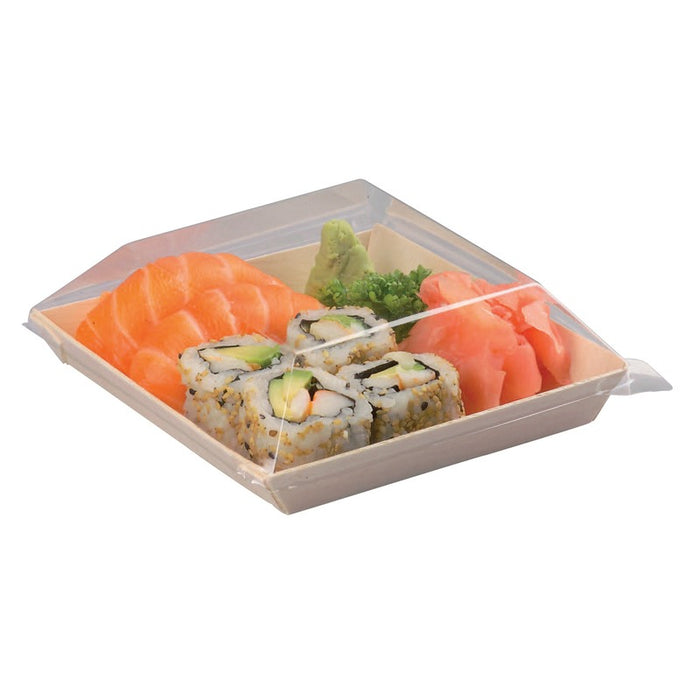 Couvercle PET transparent "Samourai" 13 cm x 13 cm x 2 cm - 100 unités