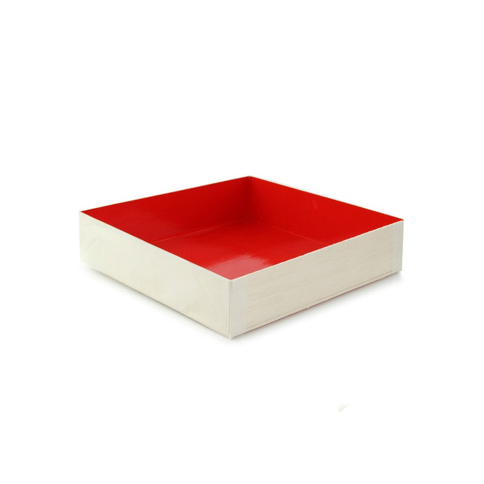 Boîte bois intérieur rouge "Samouraï" 16 cm x 16 cm x 3,6 cm - 100 unités