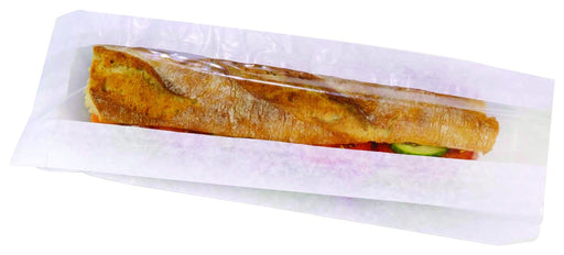 Sac sandwich papier blanc à fenêtre 12 cm x 4 cm x 34 cm - 1000 unités