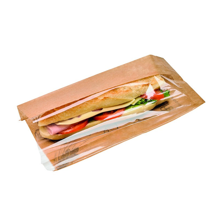 Sac kraft avec fenêtre sur côté et soufflet 34 cm x 4 cm x 12 cm - 1000 unités