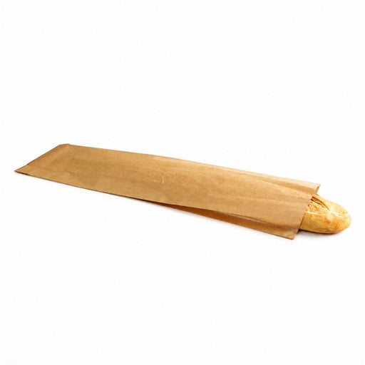 Sac sandwich papier kraft brun ingraissable  - 10 cm x 4 cm x 34 cm - 250 unités