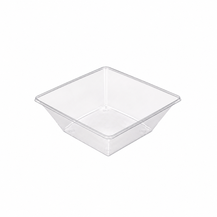 Saladier PET carré transparent 1000 ml 19,5 cm x 19,5 cm x 7 cm - 100 unités