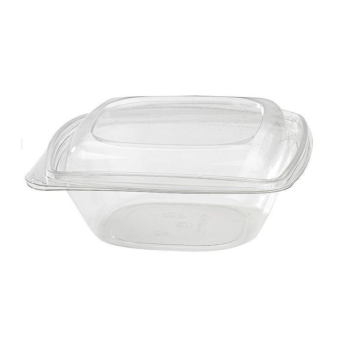 Saladier PET carré transparent 1000 ml 19 cm x 19 cm x 6,5 cm - 25 unités