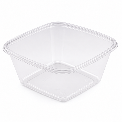 Saladier plastique PET carré transparent 750 ml 16 cm x 16 cm x 7 cm - 100 unités
