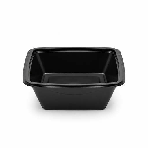Saladier PET carré noir 750 ml 16 cm x 16 cm x 7 cm - 100 unités