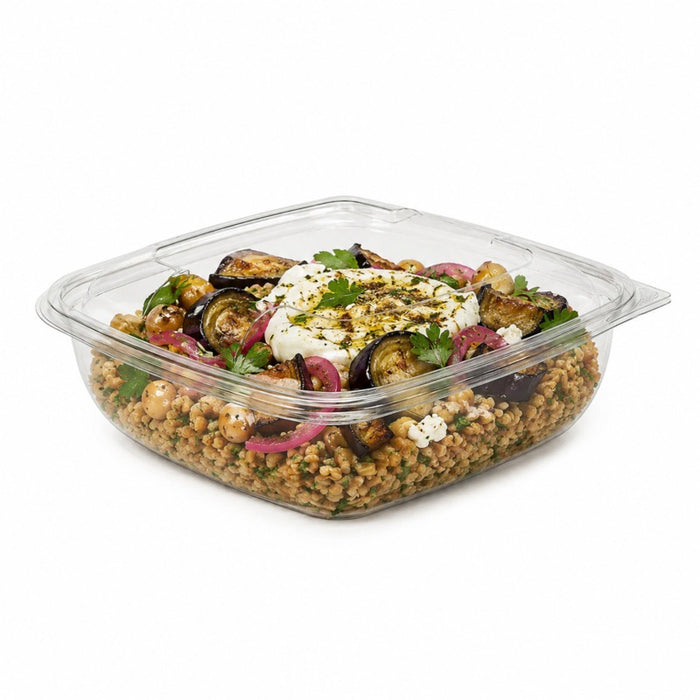 Saladier PET carré transparent 1000 ml 19 cm x 19 cm x 7,5 cm - 25 unités