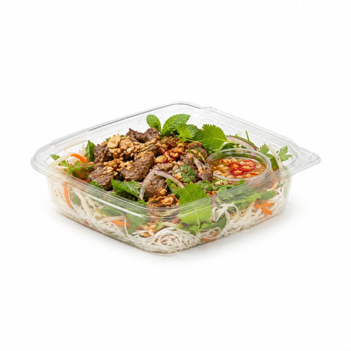 Saladier PET carré transparent 750 ml 19 cm x 19 cm x 6,5 cm - 25 unités