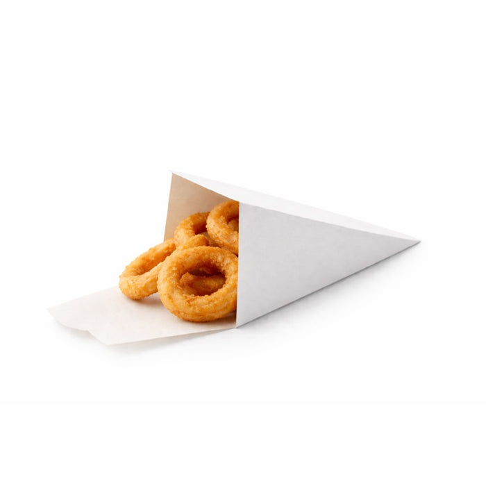 Cône snack refermable carton blanc 9 cm x 9 cm x 19 cm - 25 unités