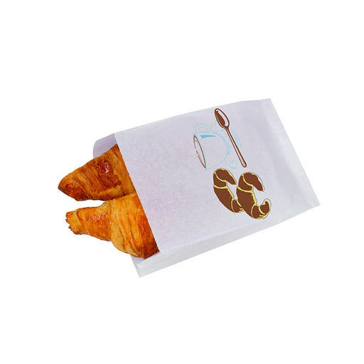 Sac papier tout usage blanc décor croissant 12 cm x 22 cm x 5 cm - 1000 unités