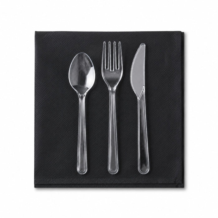Serviette micropoint noire 2 plis - 20 cm x 20 cm - 150 unités