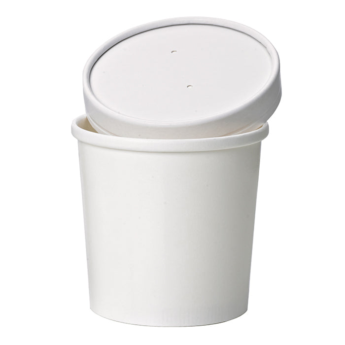 Pot carton blanc chaud et froid - 350 ml - Ø 9 cm - H 8,9 cm - 50 unités