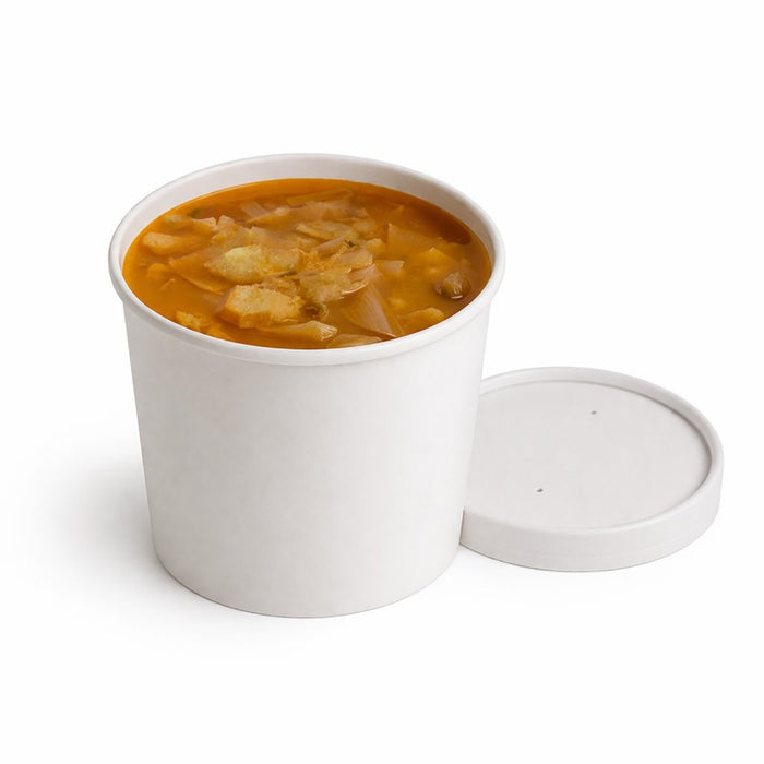 Pot carton blanc chaud et froid avec couvercle carton 350 ml - Ø 9 cm - H 8,5 cm - 25 unités