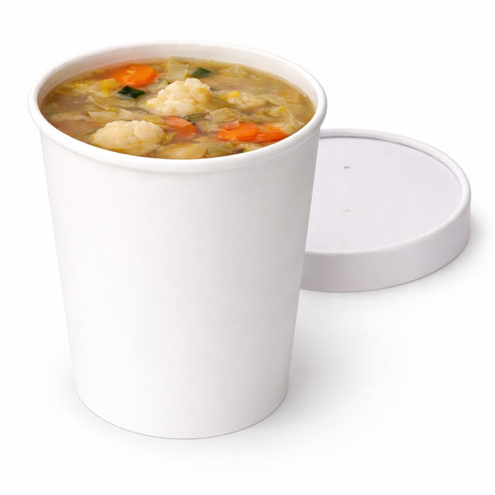 Pot carton blanc chaud et froid avec couvercle carton 470ml 9,7x7,5x10cm - 25 unités