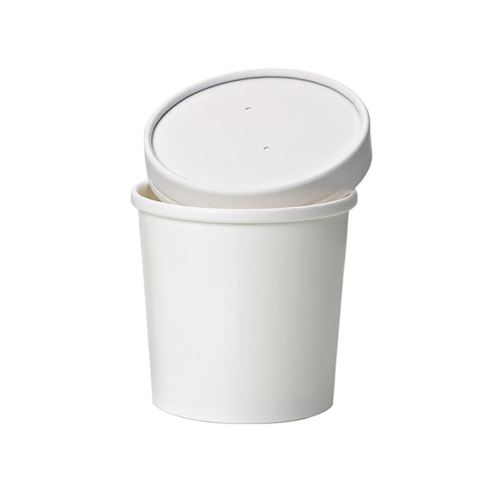 Pot carton blanc chaud et froid avec couvercle carton 470ml 9,7x7,5x10cm - 25 unités