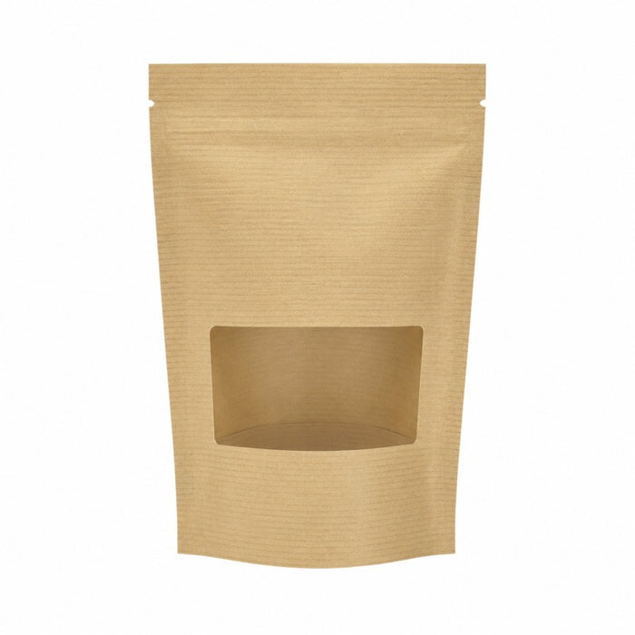 Sac poche debout kraft transparent avec zip de fermeture - 13 cm x 21 cm - 200 unités