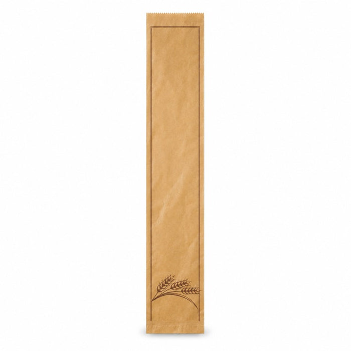 Sac à pain papier kraft brun décor marron 12 cm x 8 cm x 49 cm - 1000 unités
