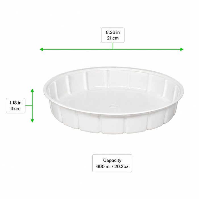 Saladier PS rond blanc Ø 21 cm - H 3 cm 600ml - 500 unités