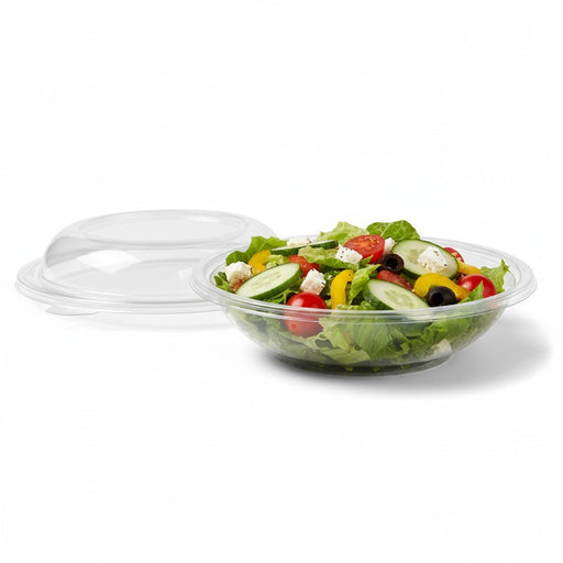 Saladier PET rond transparent avec couvercle 750 ml - Ø 22,5 cm - H 4 cm - 25 unités
