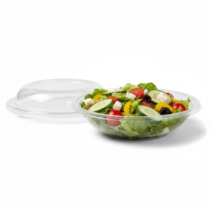 Saladier PET rond transparent avec couvercle 750 ml - Ø 22,5 cm - H 4 cm - 25 unités