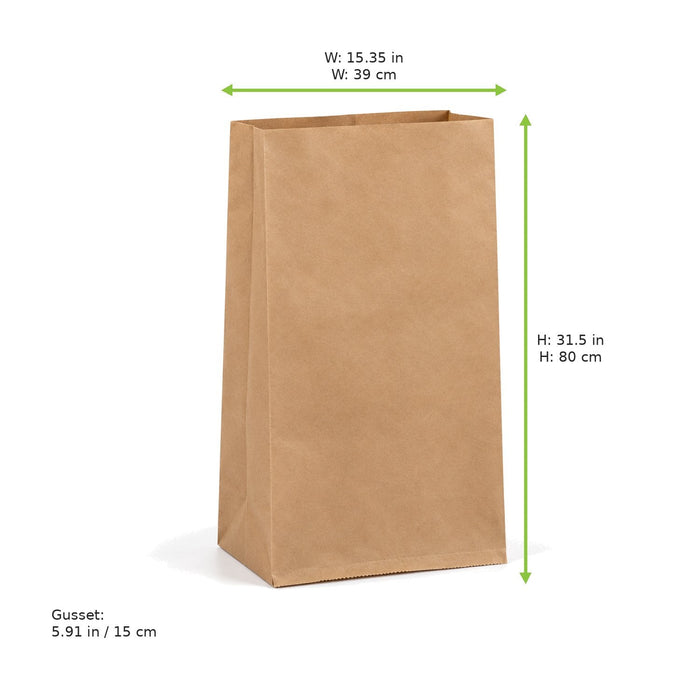 Sac regroupement papier kraft brun - 39 cm x 15 cm x 80 cm - dimensions