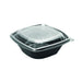 Saladier PET carré noir avec couvercle 1000 ml 19 cm x 19 cm x 5,5 cm - 150 unités