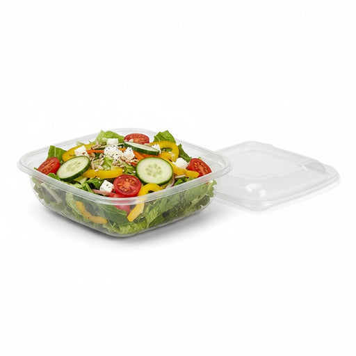 Saladier PET carré transparent 1000 ml 19 cm x 19 cm x 5,5 cm - 150 unités
