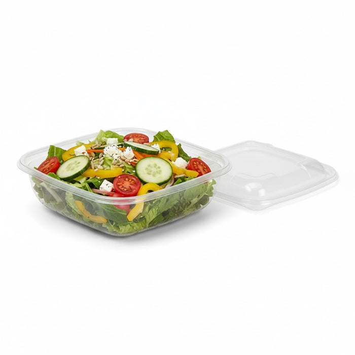 Saladier PET carré transparent 1000 ml 19 cm x 19 cm x 5,5 cm - 150 unités